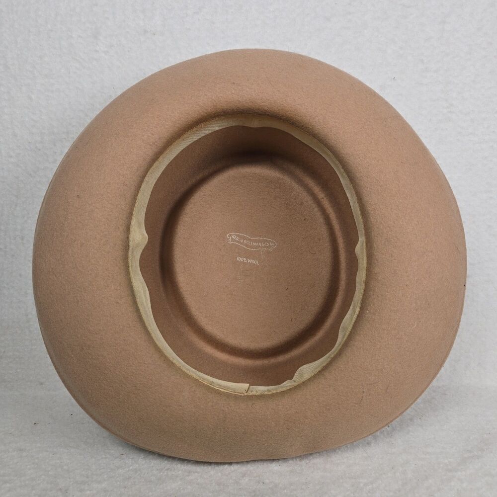 Bollman Hat Co USA 100 % Wool Doeskin Felt Black Pork Pie Hat Cap - Picture 5 of 6